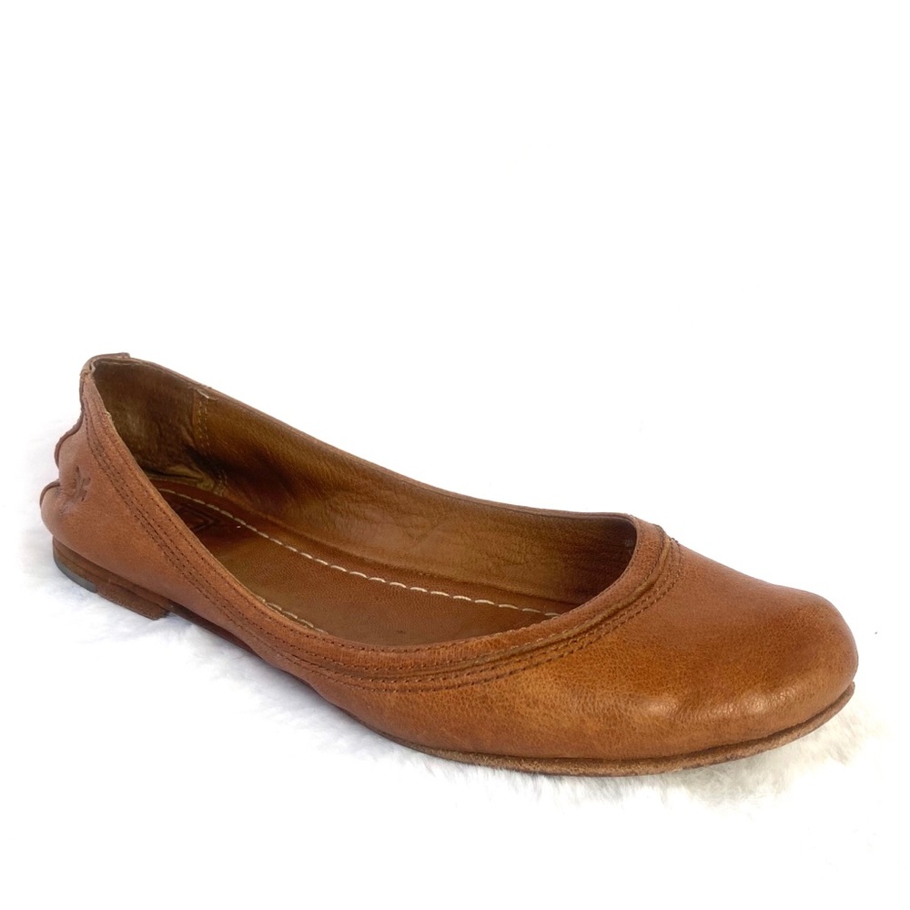 Frye Carlson Ballet Flat Chestnut Brown Leather - Picture 1 of 10